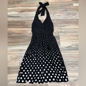 City Triangles Black and White Polka Dot Backless Dress